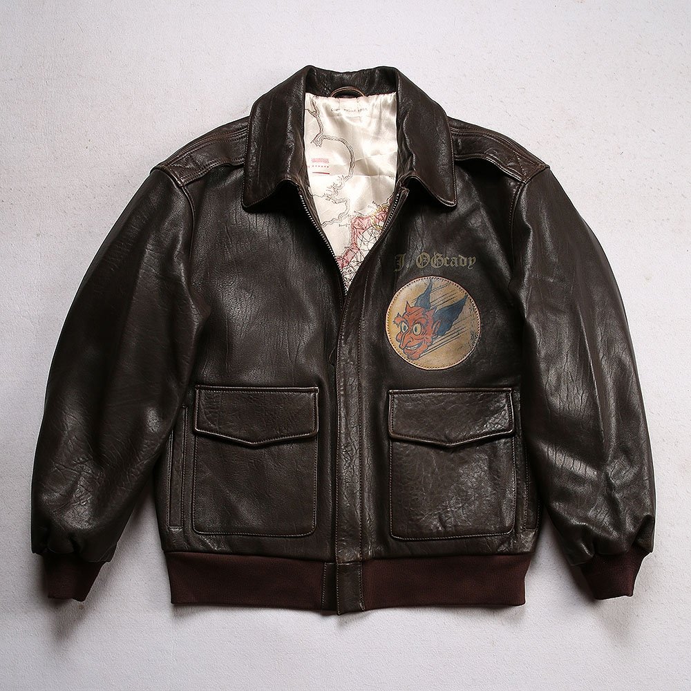Winter custom Saipan B29 bomber flight suit leather coats men's Italian Dark brown thickened sheepskin plus size leather jacket