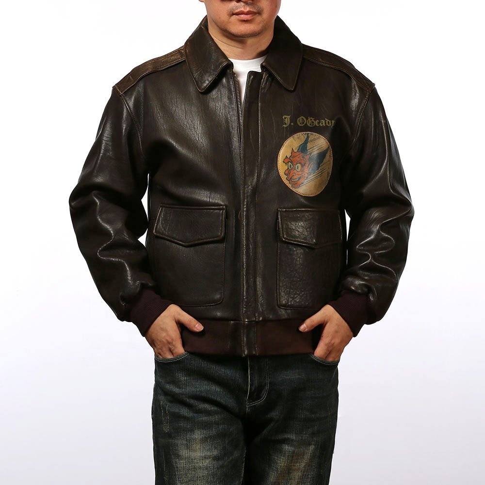 Winter custom Saipan B29 bomber flight suit leather coats men's Italian Dark brown thickened sheepskin plus size leather jacket