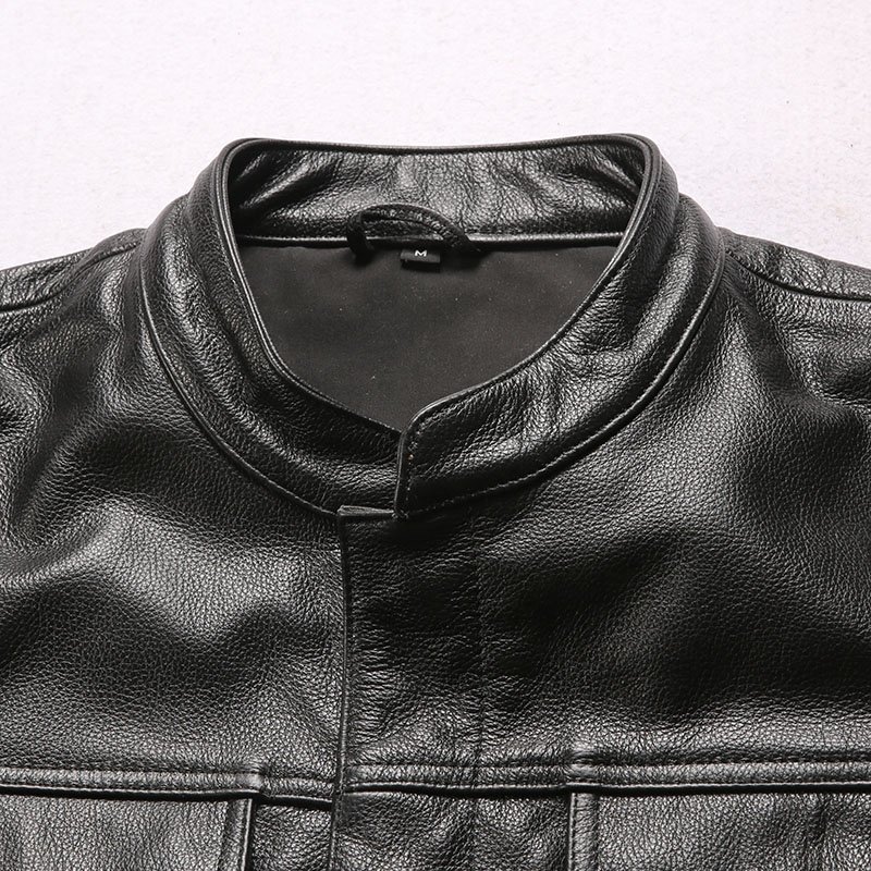 Factory Custom Leather Vest Add Embroidery Utility Motorcycle Biker Club Unisex Plus Size 7XL Cowhide Sleeveless Jackets Black