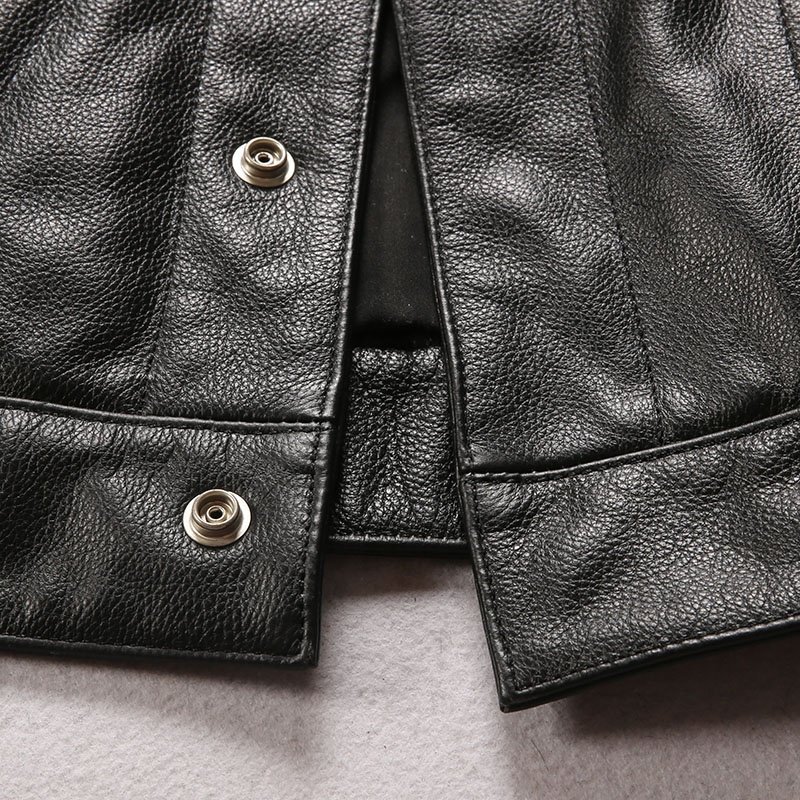 Factory Custom Leather Vest Add Embroidery Utility Motorcycle Biker Club Unisex Plus Size 7XL Cowhide Sleeveless Jackets Black