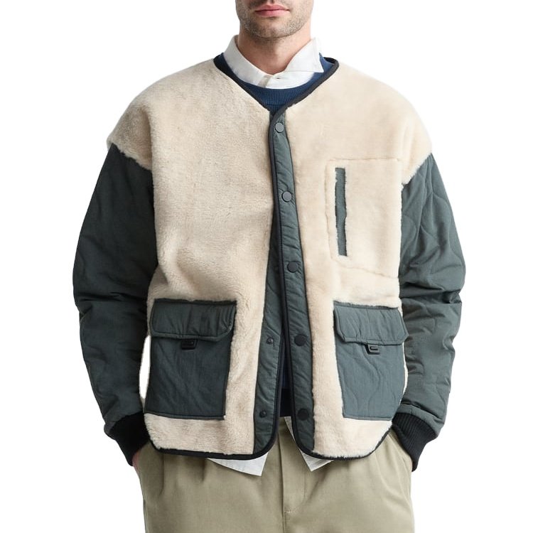 High Quality Men's Contrast Jackets Outdoor Custom Color Jacker Cotton Padded Coat for Daily Nylon Pocket Sleeves fleece jacket