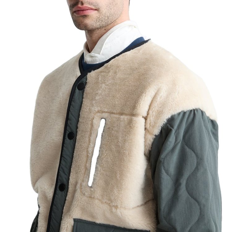 High Quality Men's Contrast Jackets Outdoor Custom Color Jacker Cotton Padded Coat for Daily Nylon Pocket Sleeves fleece jacket
