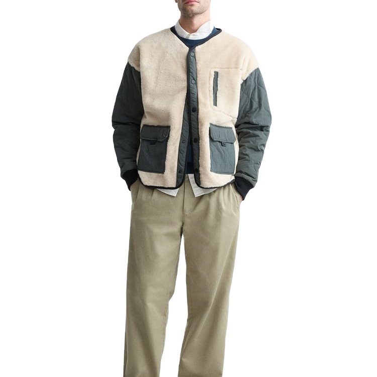 High Quality Men's Contrast Jackets Outdoor Custom Color Jacker Cotton Padded Coat for Daily Nylon Pocket Sleeves fleece jacket