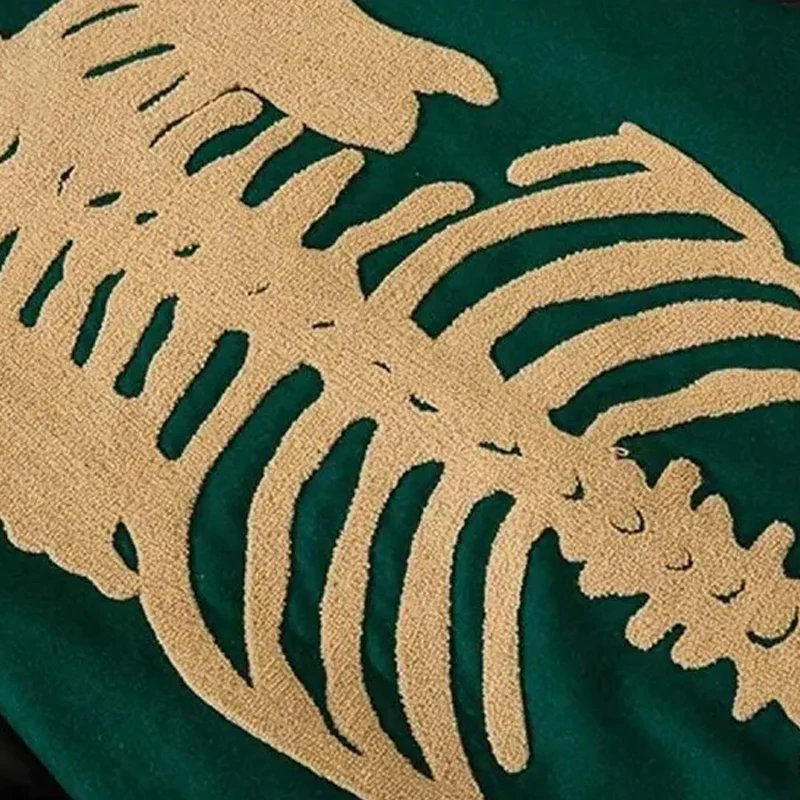 Wholesale High Quality Varsity Men's Jacket Leather Sleeves Custom Chenille Embroidery Bone Pattern Men Baseball Jacket