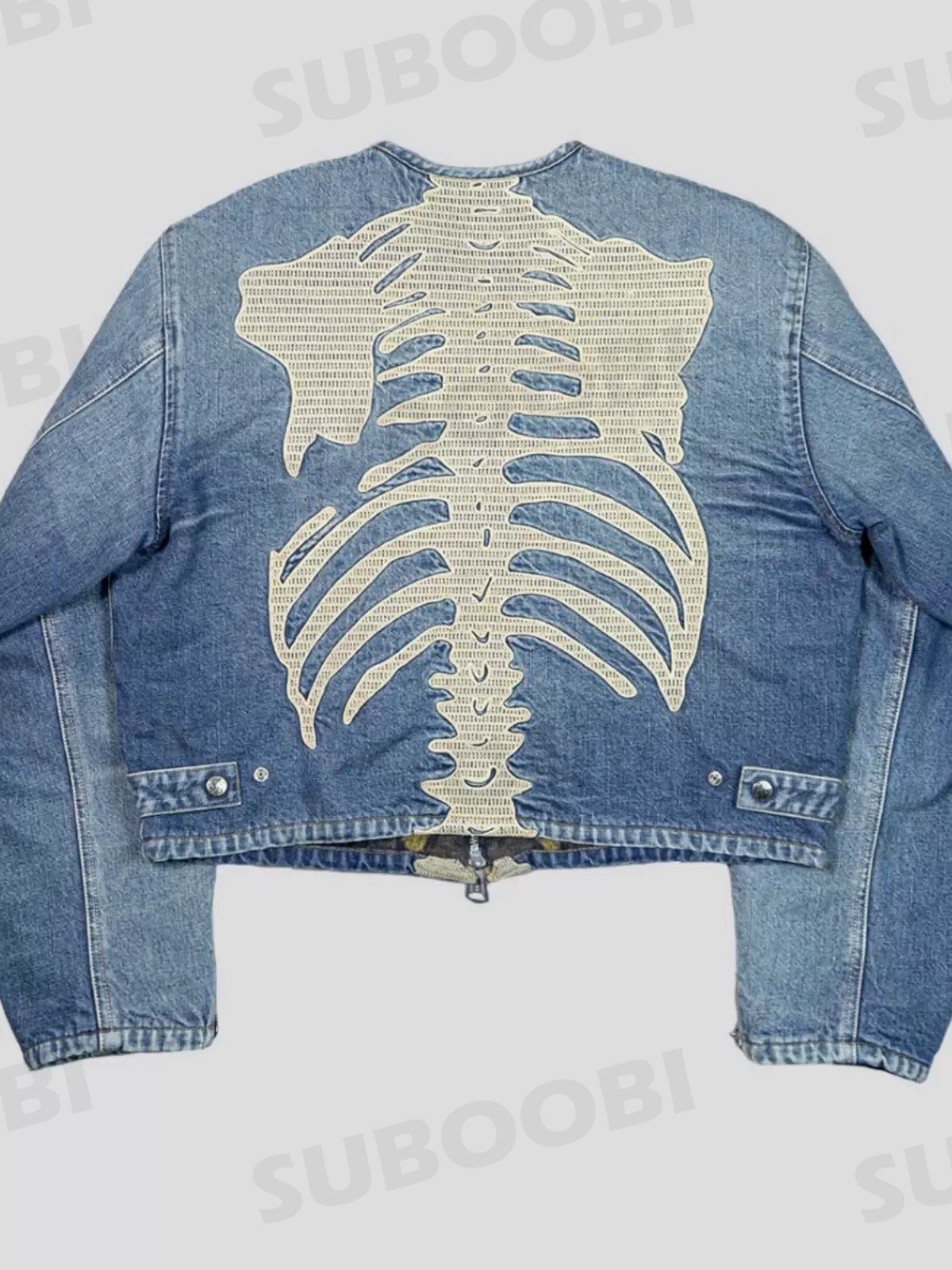 Custom OEM/ODM logo graphic printing acid wash full zip up PU leather long sleeve loose short splicing men's jacket for man