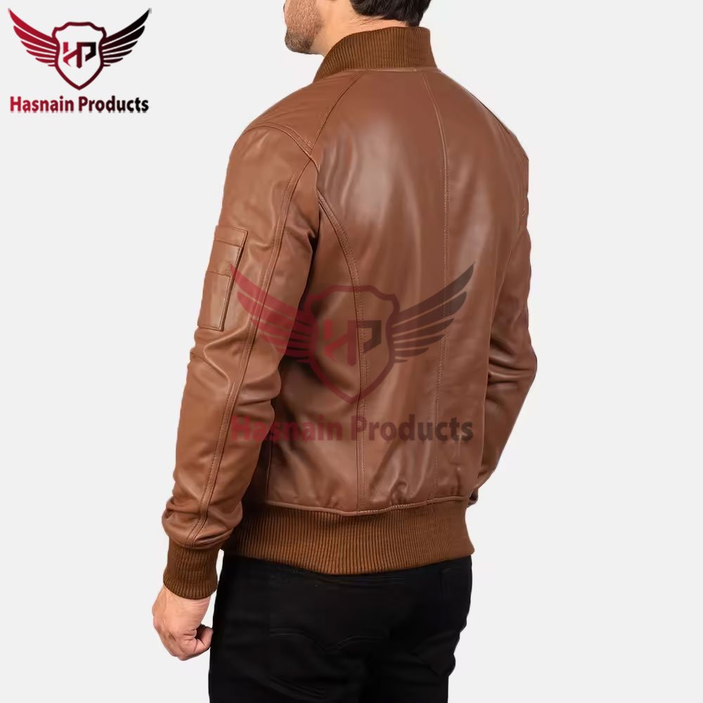 Handcrafted Custom Design Men's Bomber Leather Jacket: New Stylish Casual Wear, Customizable Brown Bomber Leather Jackets