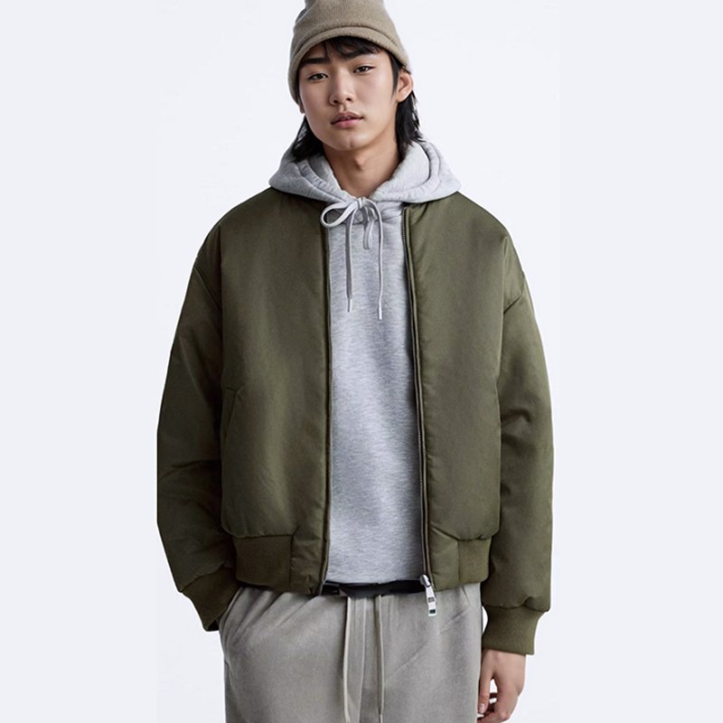 High Quality Casual Fall Winter Cotton Padded Thick Zipper Men's Ma-1 Flight Bomber Jacket