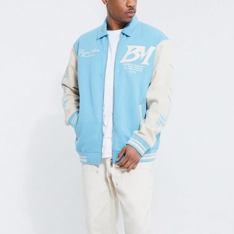 New Arrival Embroidery Men's Jackets Baseball Jacket Patchwork Leather Vintage Jacket