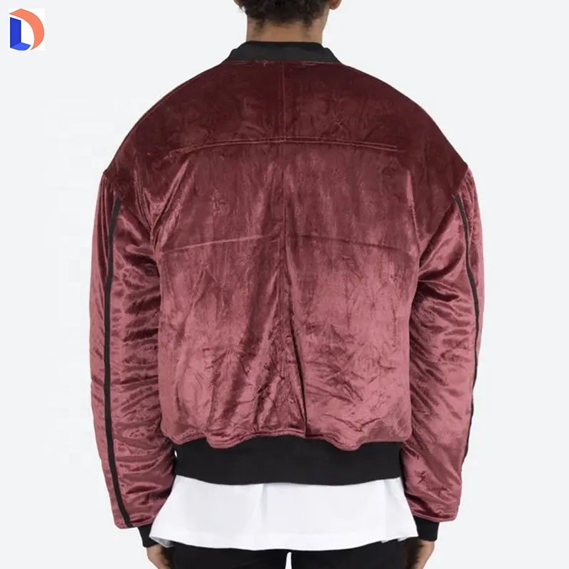 Wholesale Clothing Custom Men s Casual Plain Velour Bomber Jacket High Quality Plain Men's Jacket