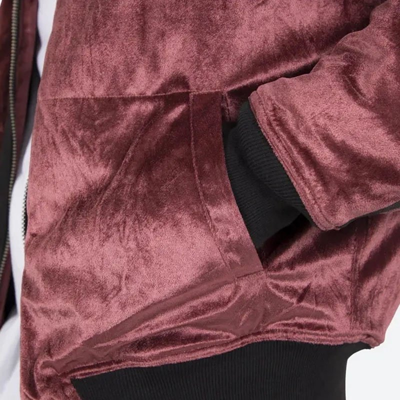 Wholesale Clothing Custom Men s Casual Plain Velour Bomber Jacket High Quality Plain Men's Jacket