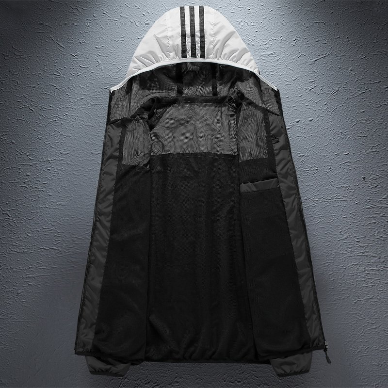 OEM Custom Logo Men's Windproof Sports Run Outdoor Jacket Autumn and Winter Hooded Windbreaker in XL Size Waterproof Fabric