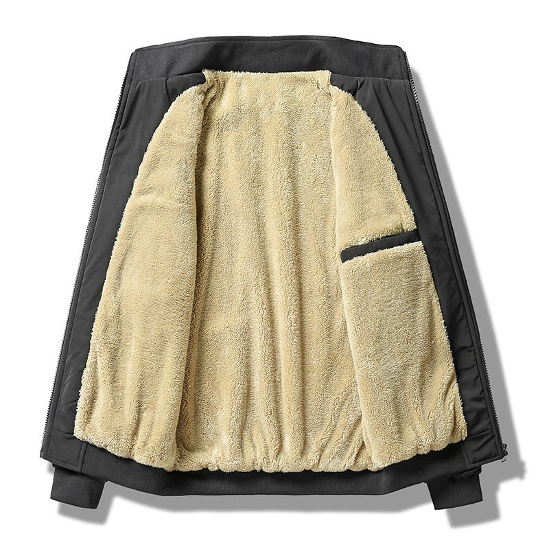 OEM Custom Design Men Winter Thickened Warm Fleece Lined Stand Collar Parka plus size men's jackets