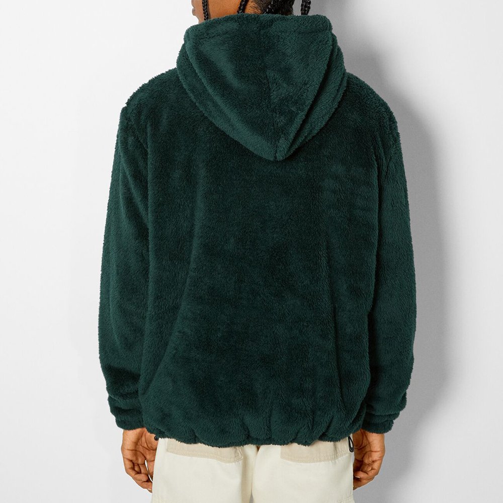 Winter Fashion Outdoor Warm Custom Design Elastic Hem Zip-Up Faux Fur Hood Men Fleece Jacket