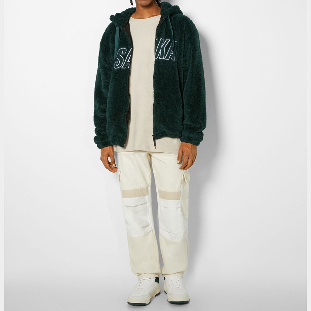 Winter Fashion Outdoor Warm Custom Design Elastic Hem Zip-Up Faux Fur Hood Men Fleece Jacket
