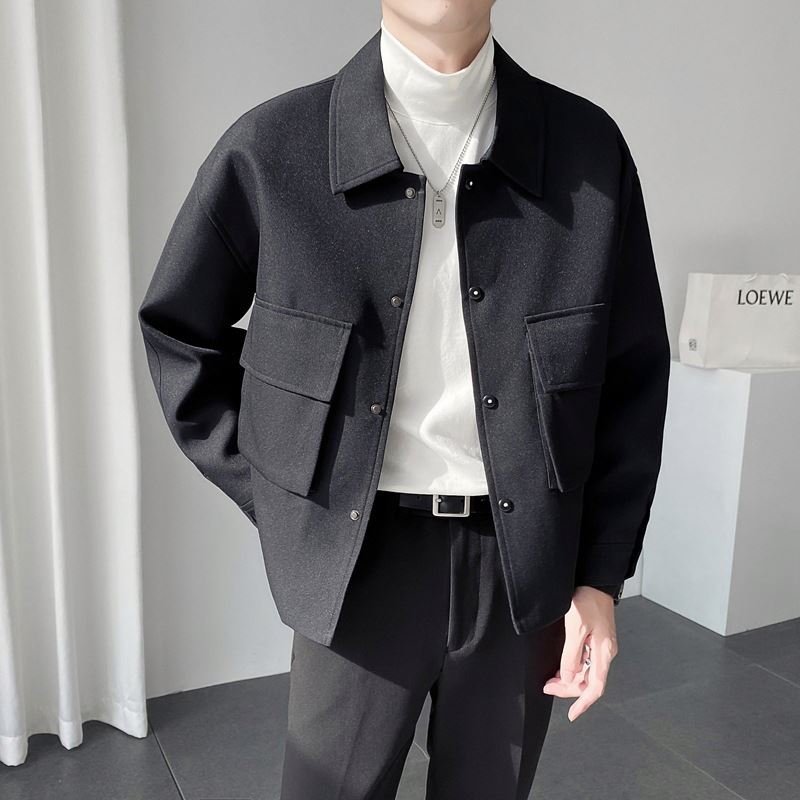 Hot Selling Casual Coat Turn-down Collar Single-breasted Cardigan Loose Slim Fit Men's Jackets