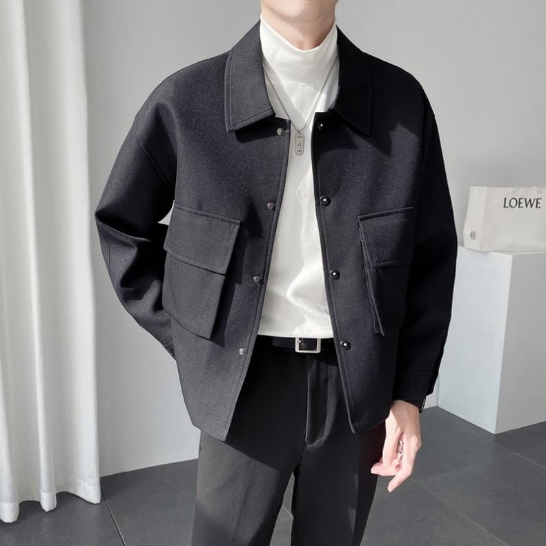Hot Selling Casual Coat Turn-down Collar Single-breasted Cardigan Loose Slim Fit Men's Jackets