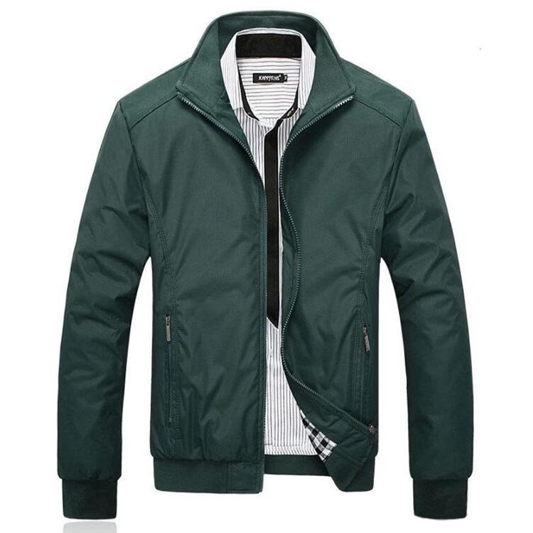 Autumn Winter Men Jacket Casual Black Blue Stand Collar Mens outdoor Windbreaker Coat Breathable Zipper Slim Male Jacket