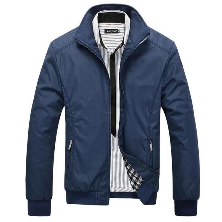 Autumn Winter Men Jacket Casual Black Blue Stand Collar Mens outdoor Windbreaker Coat Breathable Zipper Slim Male Jacket