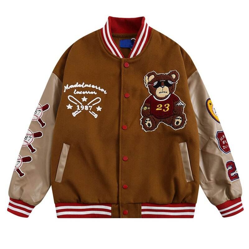 Men's Baseball Jacket Unisex Custom Button Letter Embroidered Men's Casual Varsity Jacket