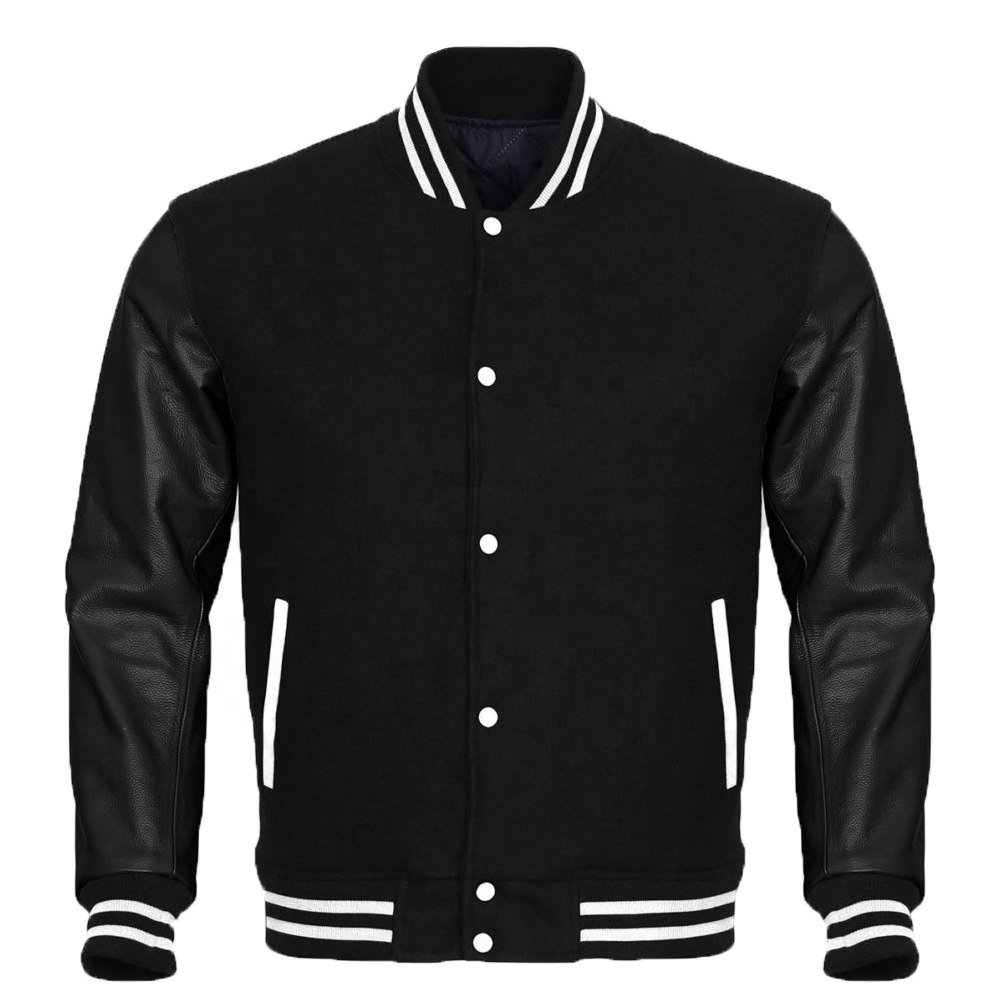 2024 Bomber Embroidered High Quality Jacket Custom Logo Baseball Letterman Jackets Men Vintage Blank Leather Sleeve Varsity