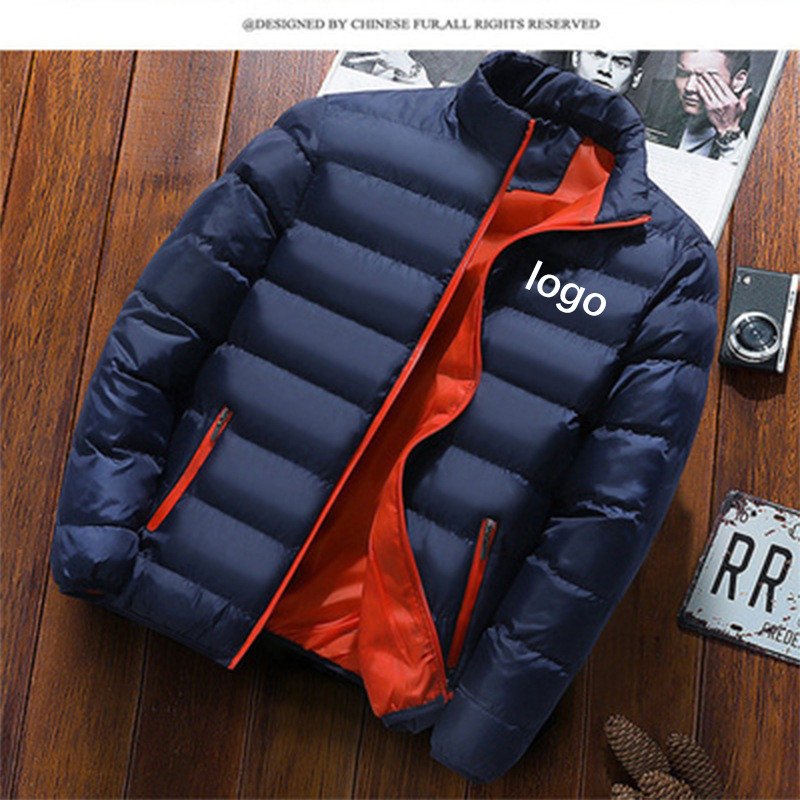 Autumn Winter Men's Jacket Custom Logo Outdoor Zipper Waterproof Stand Collar Warm Topapparel > men's clothing > men's jackets