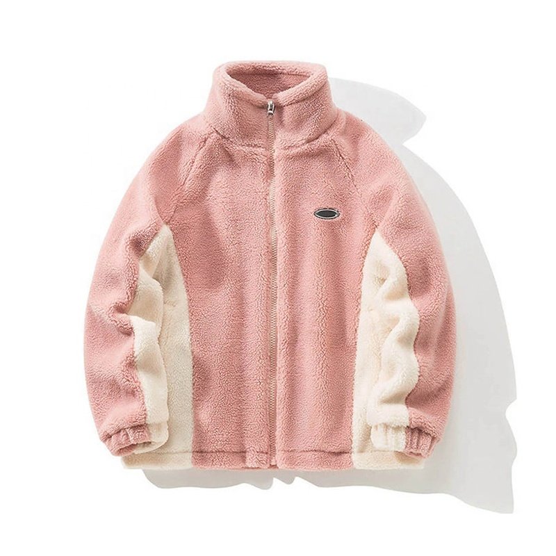 High-Quality Men Causal Zip Up Sherpa Jacket Color Blocking Design Warm Polar Fleece Jacket Men In Winter