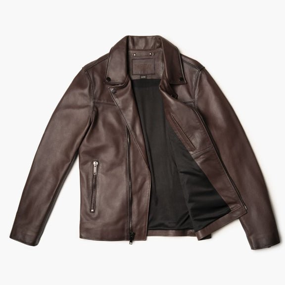 OEM Drakeshire Brown Genuine Leather Jacket High Quality Biker Style Motorcycle Jacket for Winter Customizable and Wholesome