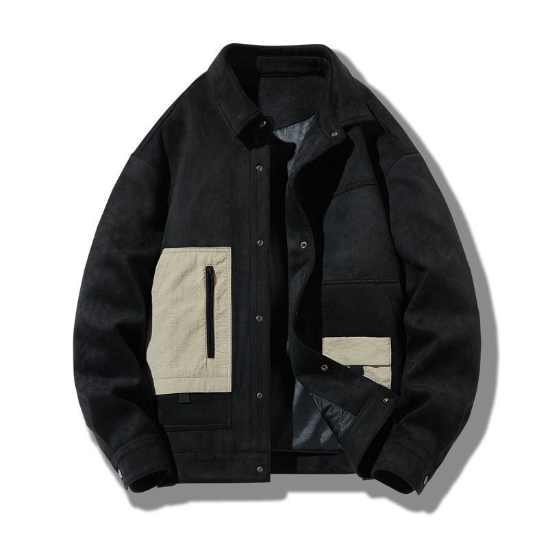 2024 New Style OEM Custom Design Single Breasted Men's Windbreaker Jacket Suede Fabric Waterproof Casual Coaches Jackets For Men