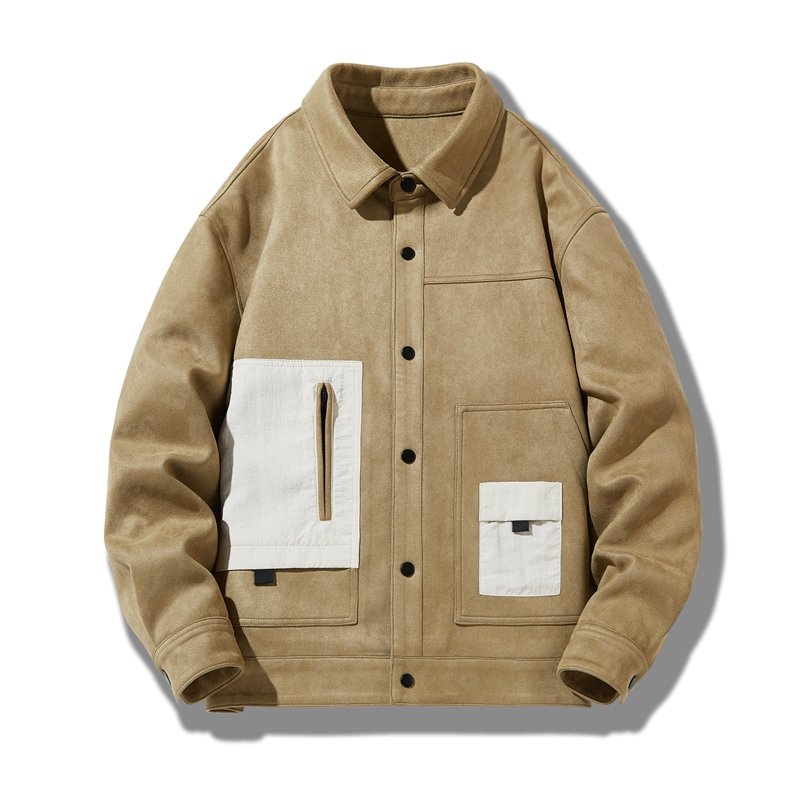 2024 New Style OEM Custom Design Single Breasted Men's Windbreaker Jacket Suede Fabric Waterproof Casual Coaches Jackets For Men
