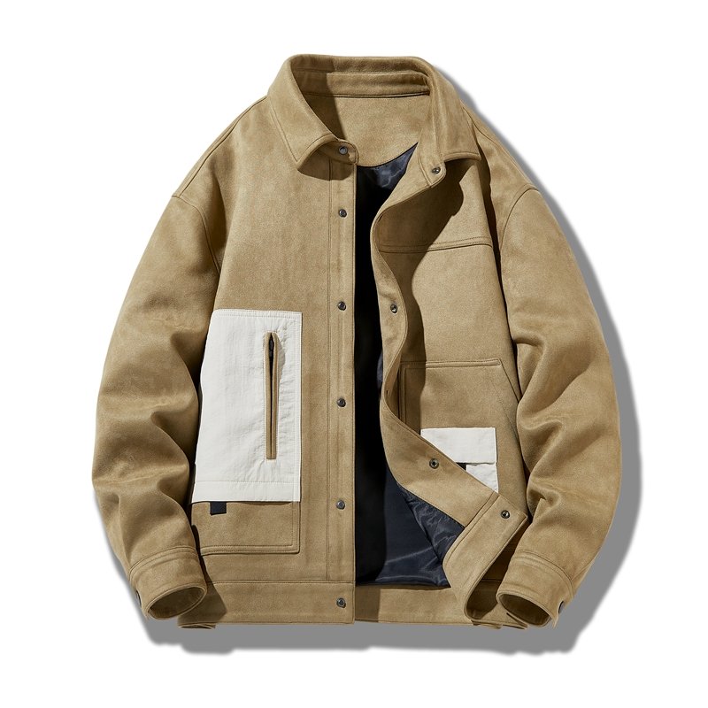 2024 New Style OEM Custom Design Single Breasted Men's Windbreaker Jacket Suede Fabric Waterproof Casual Coaches Jackets For Men