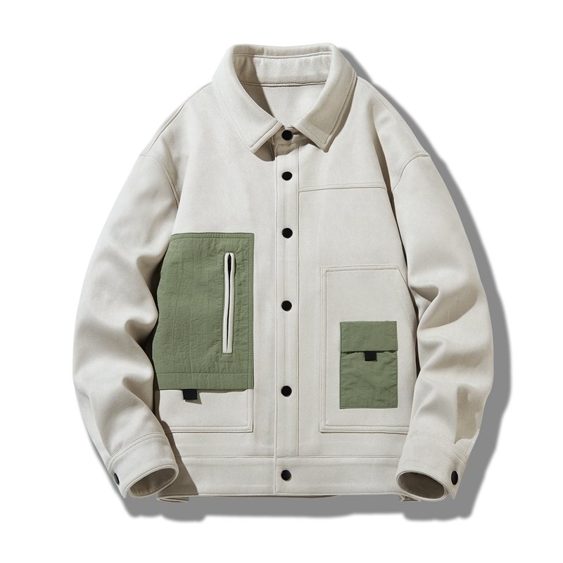 2024 New Style OEM Custom Design Single Breasted Men's Windbreaker Jacket Suede Fabric Waterproof Casual Coaches Jackets For Men