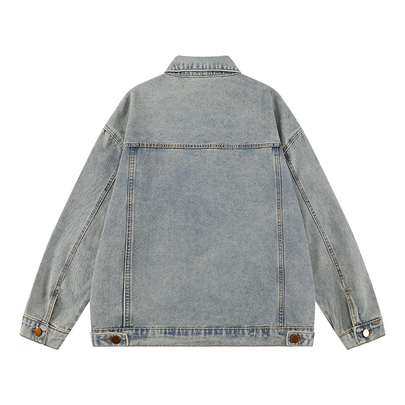 OEM High Quality Custom Men's Denim Jacket Casual Fashion Button Coat with Zipper Closure Plus-Size Winter Season