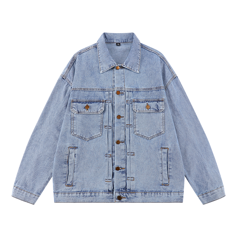 OEM High Quality Custom Men's Denim Jacket Casual Fashion Button Coat with Zipper Closure Plus-Size Winter Season