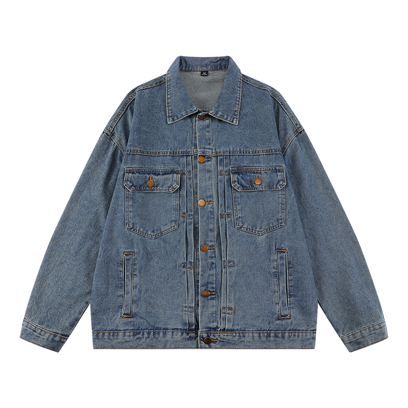 OEM High Quality Custom Men's Denim Jacket Casual Fashion Button Coat with Zipper Closure Plus-Size Winter Season