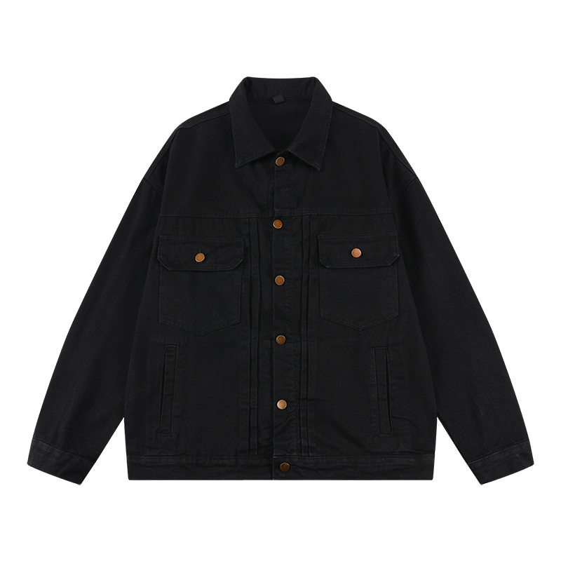 OEM High Quality Custom Men's Denim Jacket Casual Fashion Button Coat with Zipper Closure Plus-Size Winter Season