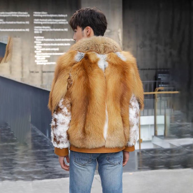 Men's Fox Fur Jacket with sheepskin