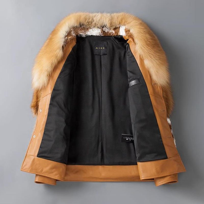 Men's Fox Fur Jacket with sheepskin