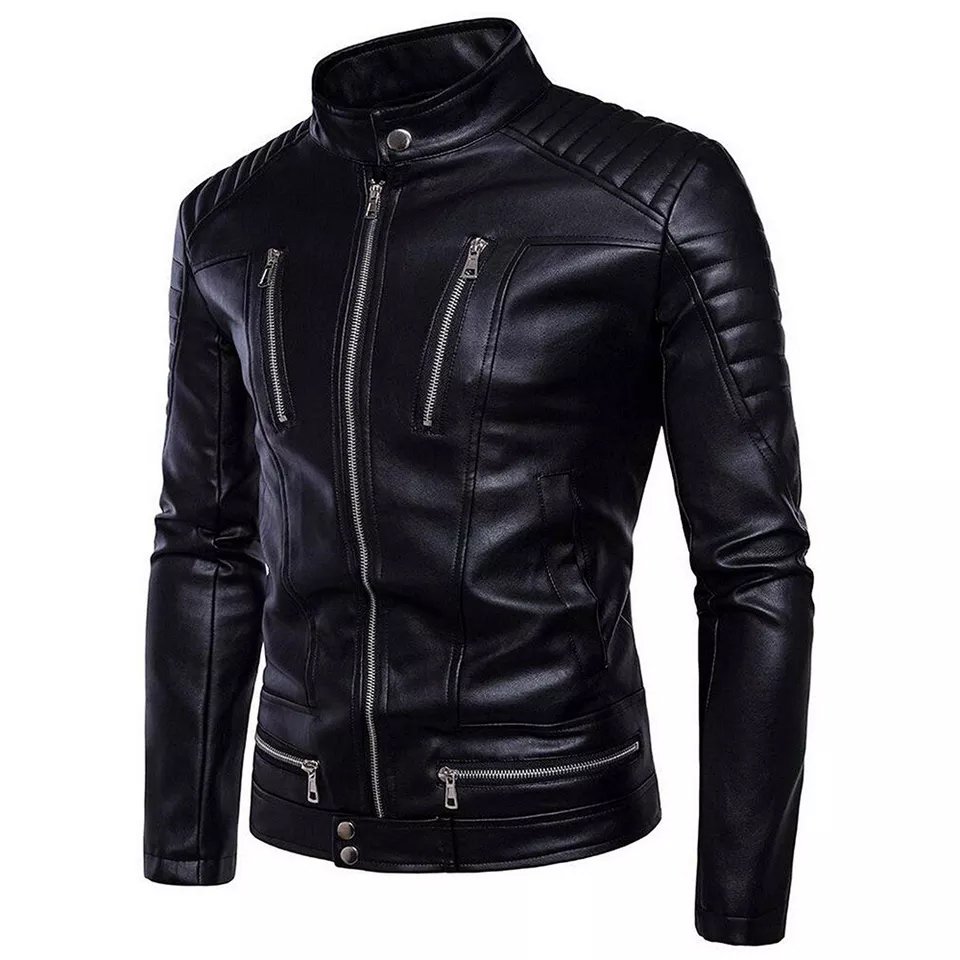 Top Trending products 2023 Men clothing fashion leather Biker Jacket High Quality With customized logo And Designs winter jacket