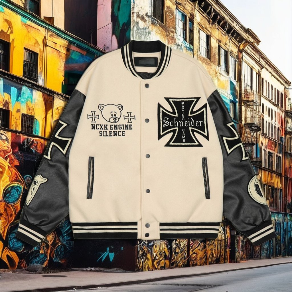 Men's leather letter Vintage Sustainable plus sizecotton Customized logo breathable baseball jacket