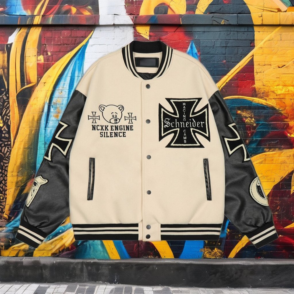 Men's leather letter Vintage Sustainable plus sizecotton Customized logo breathable baseball jacket