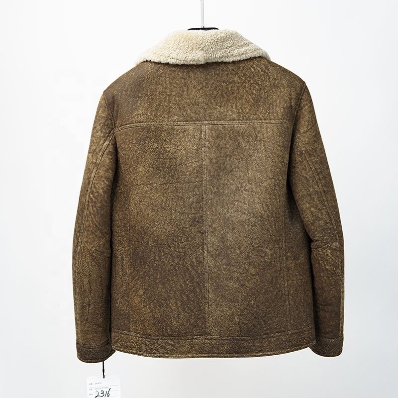 NAFA 2024 Factory Price Men's Sheepskin Shearling Natural Fur Jackets with Customized Size
