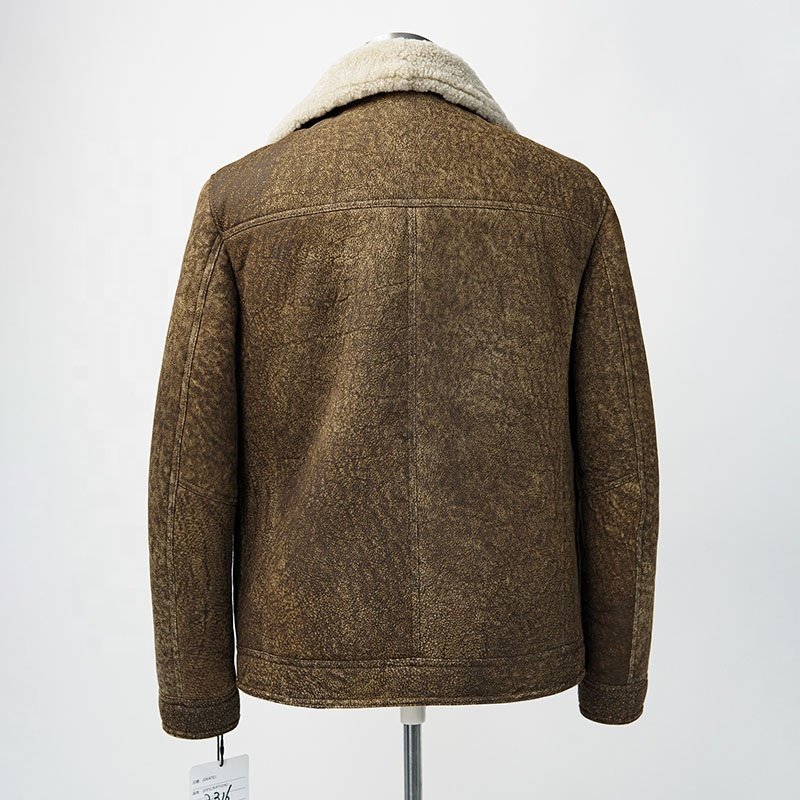 NAFA 2024 Factory Price Men's Sheepskin Shearling Natural Fur Jackets with Customized Size