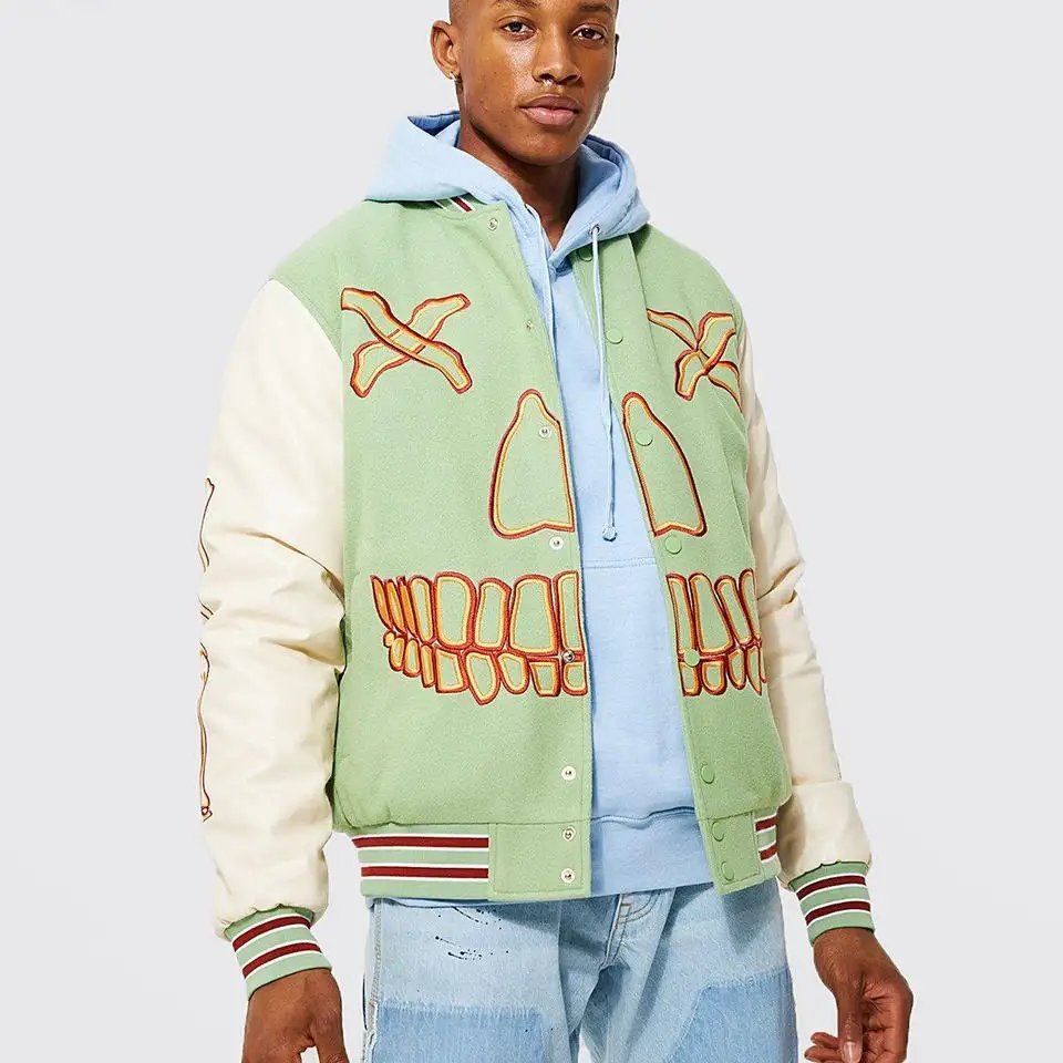 2023 New Sleeve Baseball Letterman Jacket For Men Wholesale Blank Jackets Men's Customized