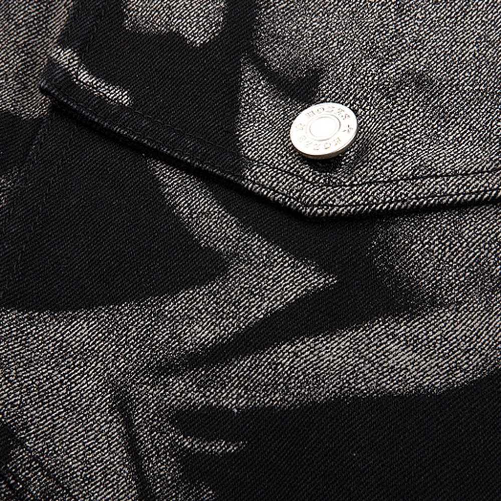 Fashionable Casual Denim Jacket Autumn Statement Full Printing Jacket Simple New Blend Men's Jacket