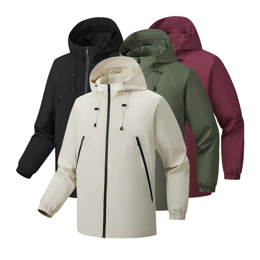 Custom Logo Men's Waterproof Rain Jacket Hooded Windproof Outdoor Sofe Shell Jacket Sport Trekking Working Jacket