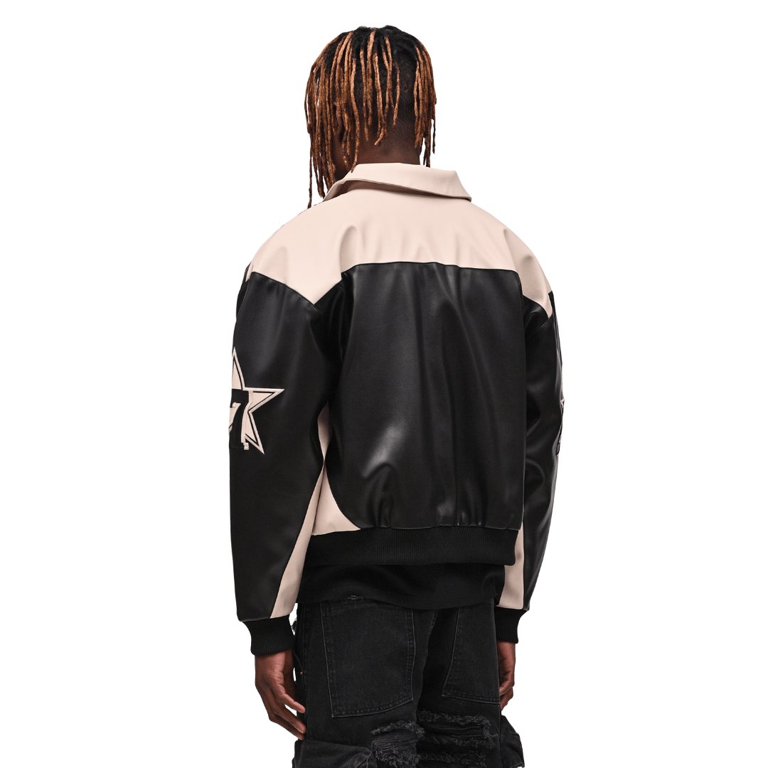 Custom Fashion Men's Winter Full zipper Embroidery Cropped leather Stand Neck Flight Jacket
