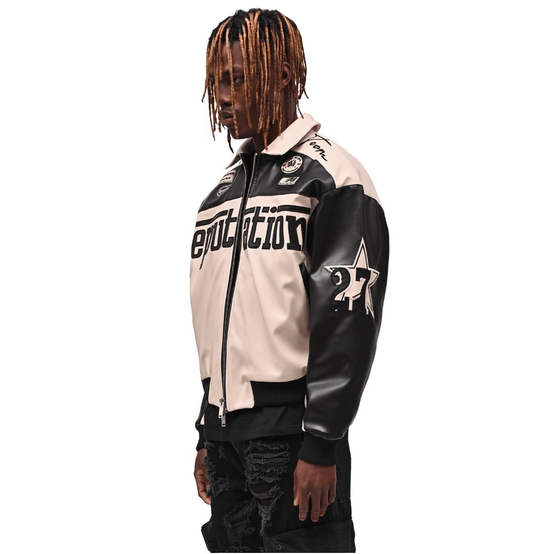 Custom Fashion Men's Winter Full zipper Embroidery Cropped leather Stand Neck Flight Jacket