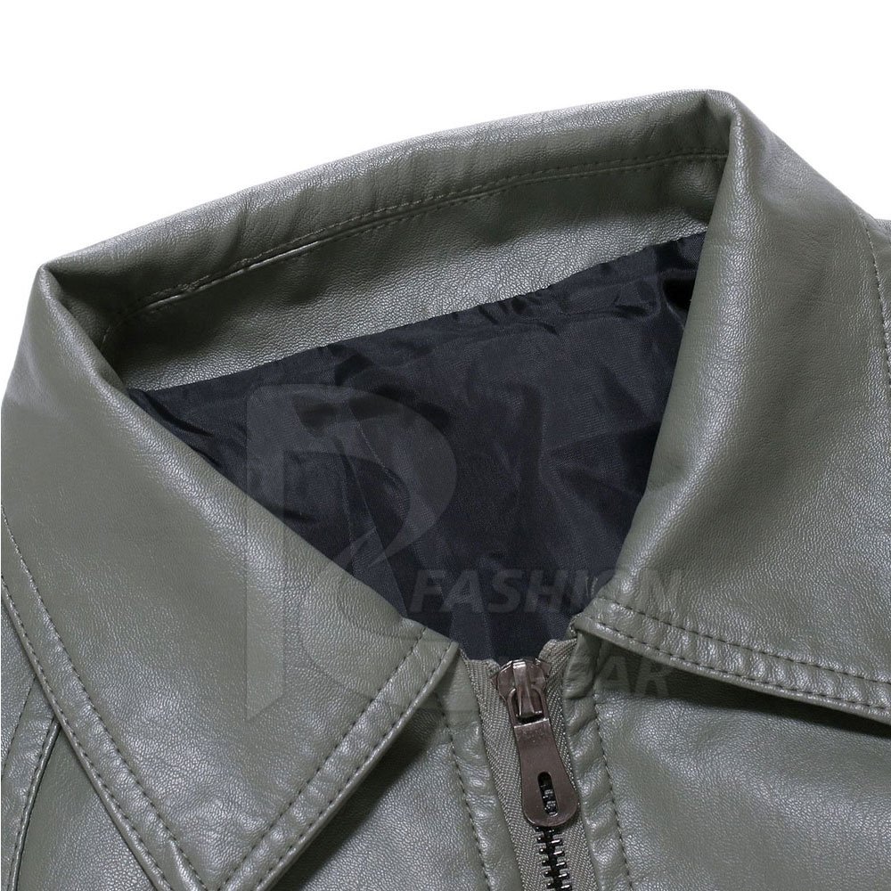 2024 Men's Thick Leather Jacket Custom Design Plain Dye Zipper Closure for Winter-on Sale!