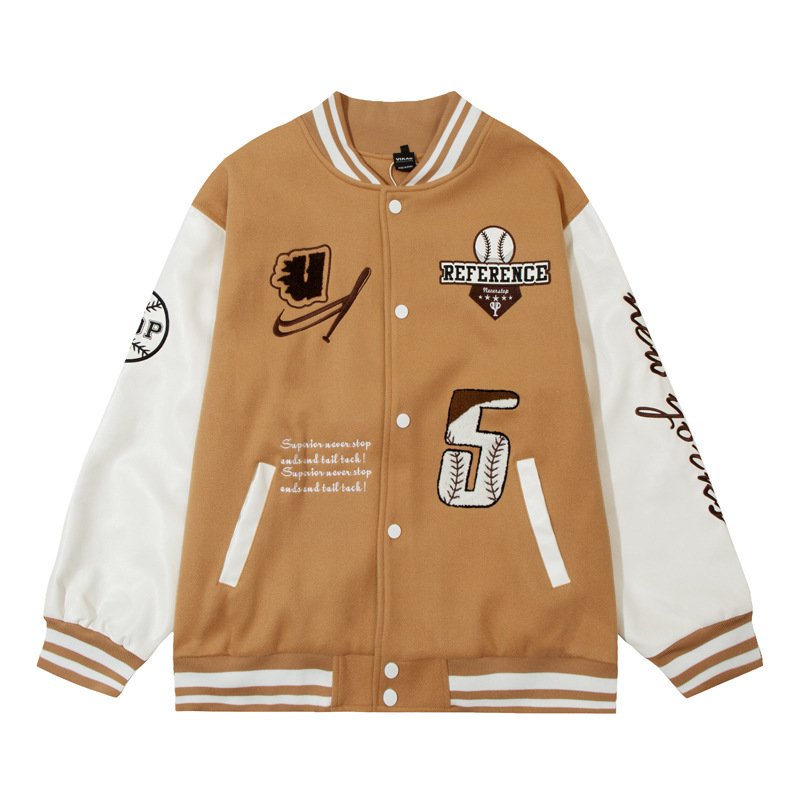 OEM Custom autumn chenille embroidery leather sleeves bomber baseball varsity men's jackets