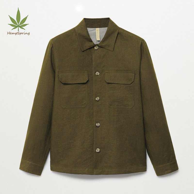 100% linen overshirt with pockets Men Jacket Eco-friendly linen Fabric Men's Jacket sustainable pure linen overshirt coat